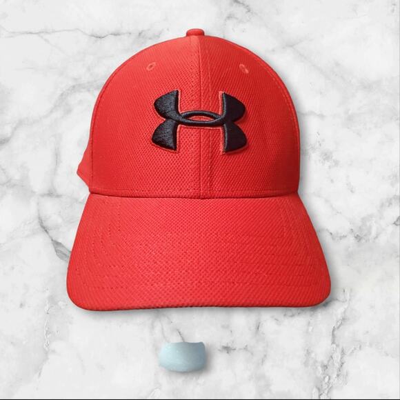 Under Armour Unisex Blitzing 3 Baseball Cap Hat Red XL XXL Fitted Curved Brim - Picture 2 of 11